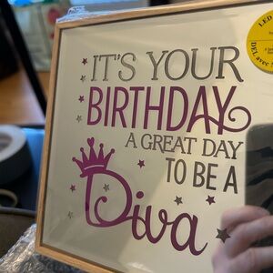 Birthday Diva Wall Art with Silver and Pink Accents